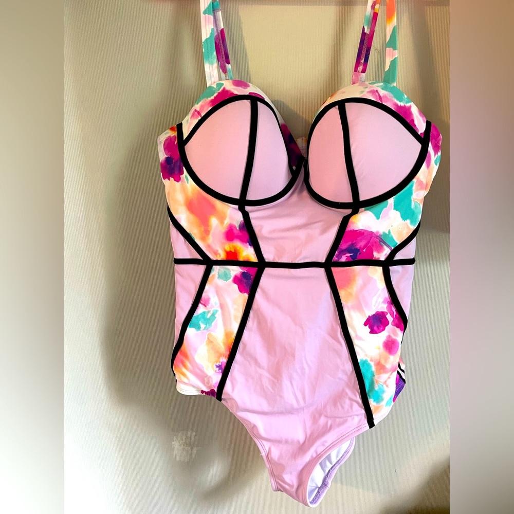 Torrid Swim Color-Block Wired One-Piece Tie Dye